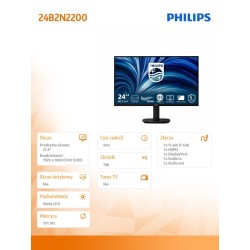 Philips Monitor 24B2N2200 23.8 cala IPS 120Hz HDMI DP VGA Gł… | PartsPC.pl