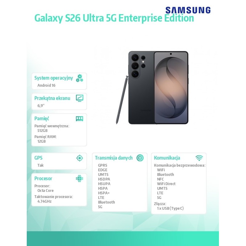Samsung Smartfon Galaxy S26 Ultra 5G 12/512GB DualSIM Enterp… | PartsPC.pl