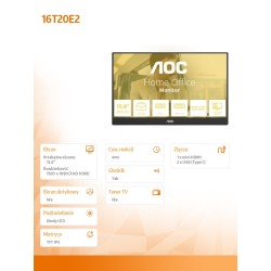 AOC Monitor 16T20E2 15.6 cala IPS Mini HDMI USB-C Głośniki… | PartsPC.pl