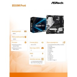 Płyta ASRock B550M Pro4/AMD B550/DDR4/SATA3/M.2/USB3.1/PCIe4… | PartsPC.pl