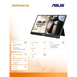 Asus Monitor ZenScreen Go 15.6 cala MB16AWP | PartsPC.pl