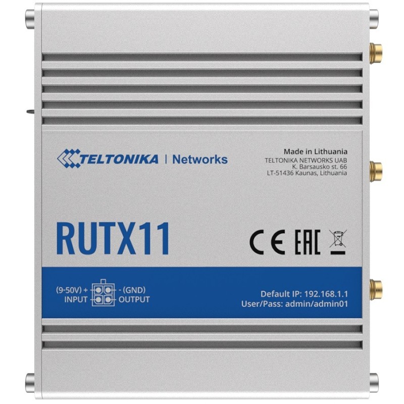 Router LTE RUTX11(Cat 6), WiFi, BLE, GNSS, Ethernet | PartsPC.pl
