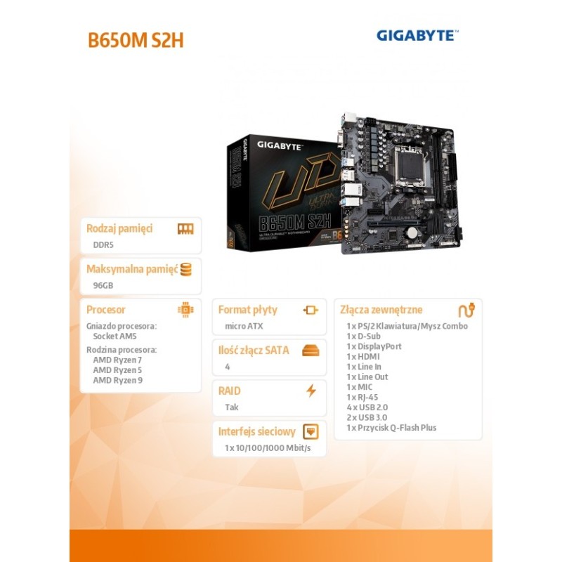 Płyta Gigabyte B650M S2H (rev. 1.0) /AMD | PartsPC.pl