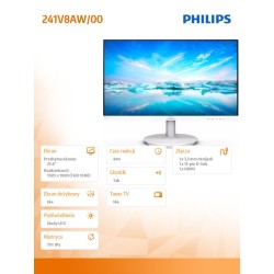 Monitor Philips 23,8" 241V8AW/00 HDMI VGA głośniki 2x2W | PartsPC.pl