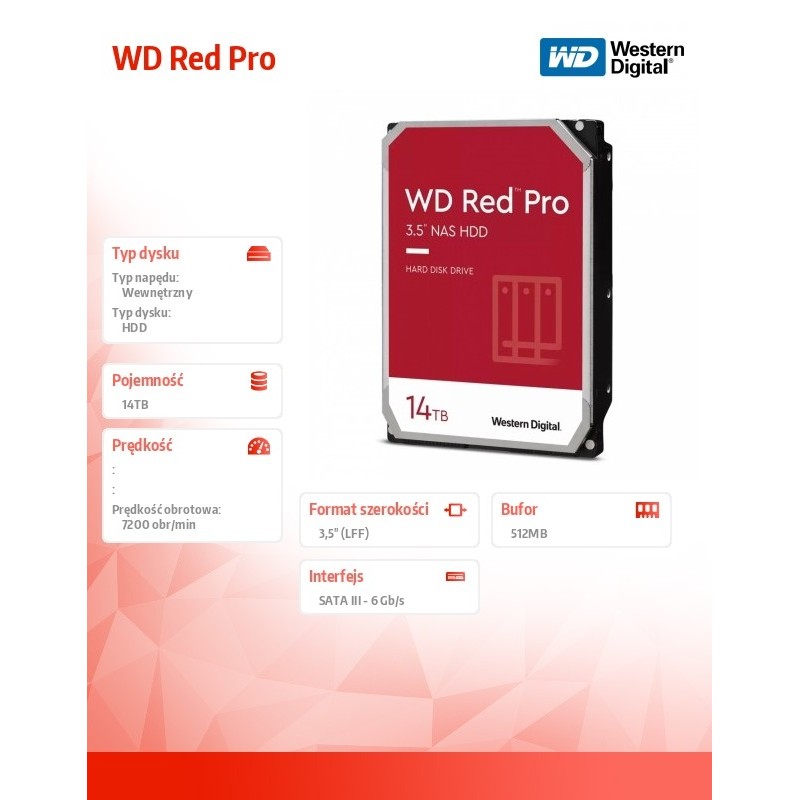 WD Red Pro WD142KFGX 14TB SATA | PartsPC.pl