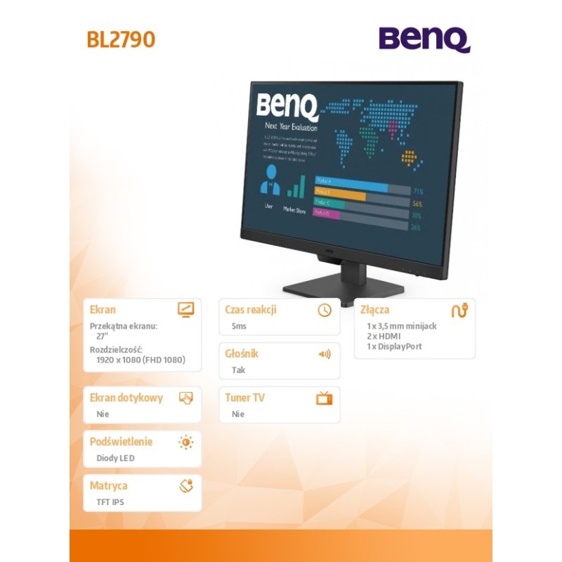 Benq Monitor 27 cali BL2790 LED 4ms/IPS/20mln:1/HDMI | PartsPC.pl
