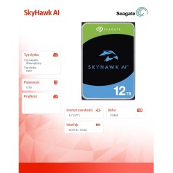 Dysk SEAGATE SkyHawk™ AI ST12000VE003 12TB 3,5" 512MB SATA I… | PartsPC.pl