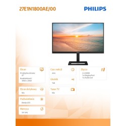 Monitor Philips 27" 27E1N1800AE/00 2xHDMI DP głośniki | PartsPC.pl