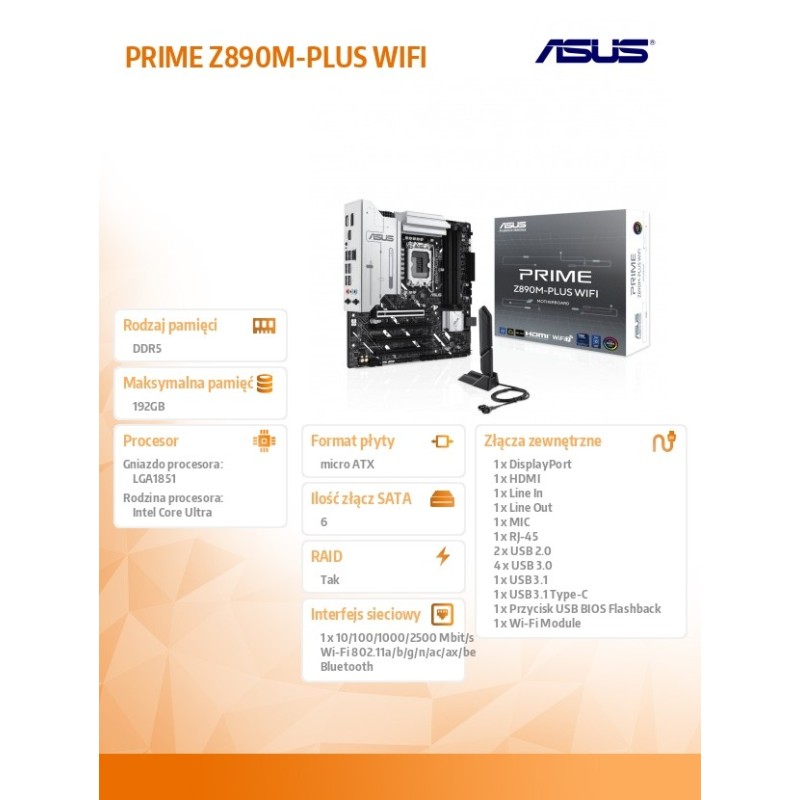 Płyta Asus PRIME Z890M-PLUS WIFI | PartsPC.pl