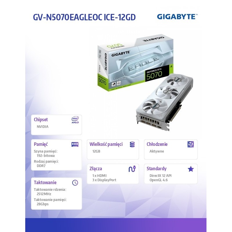Karta VGA Gigabyte GeForce RTX 5070 EAGLE OC ICE SFF 12G 12G… | PartsPC.pl