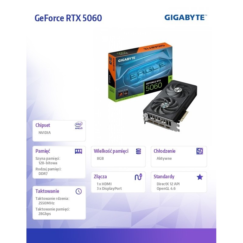 Gigabyte Karta graficzna GeForce RTX 5060 EAGLE OC 8G GDDR7 … | PartsPC.pl