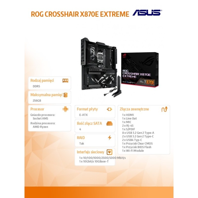 Asus Płyta główna ROG CROSSHAIR X870E EXTREME | PartsPC.pl