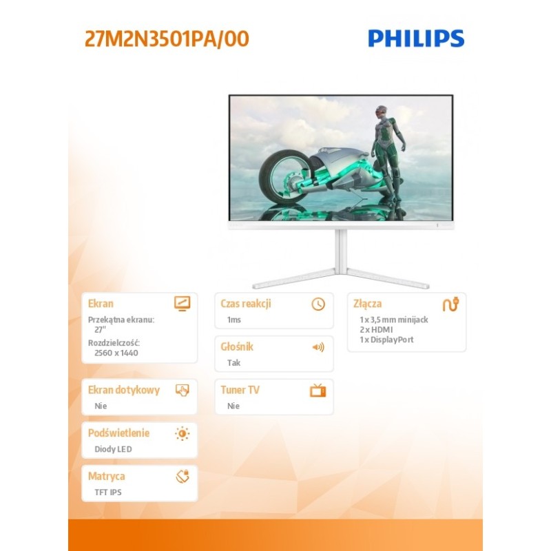 Monitor Philips 27" 27M2N3501PA/00 IPS WQHD 260Hz 2xHDMI DP … | PartsPC.pl
