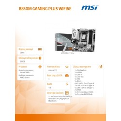 Płyta MSI B850M GAMING PLUS WIFI6E /AMD | PartsPC.pl
