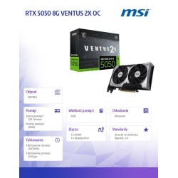Karta VGA MSI GeForce RTX 5050 8G Ventus 2X OC 8GB GDDR6 128… | PartsPC.pl