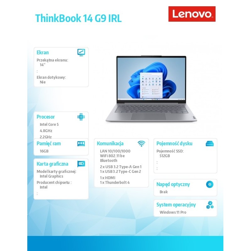 Notebook Lenovo ThinkBook 14 G9 IRL 14"WUXGA/Core 5 | PartsPC.pl
