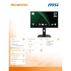 Monitor MSI 27" PRO MP275PG IPS FHD 100Hz HDMI DP VGA głośniki