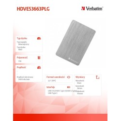 Dysk zewnętrzny Verbatim 1TB Store 'n' Go Alu Slim 2.5" (6,3… | PartsPC.pl