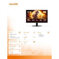 AOC Monitor 23.8 cala 24G4ZRE Fast IPS 240Hz HDMIx2 DP | PartsPC.pl