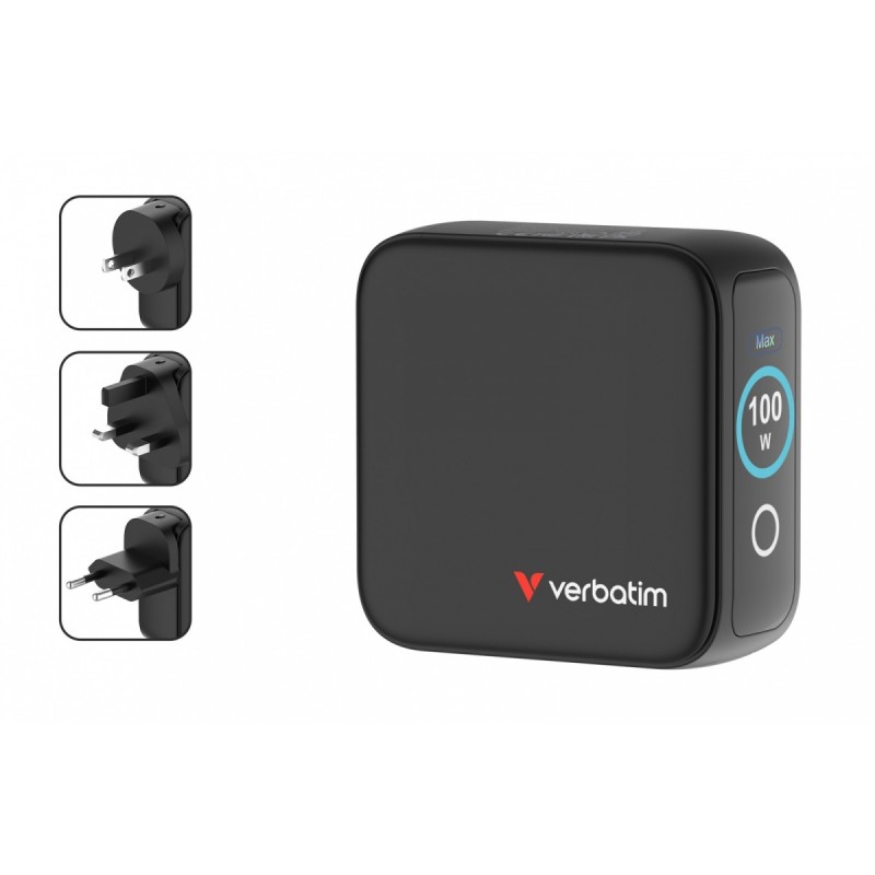 Ładowarka Mini GaN 100W Smart TFT 2xUSB-C 1xUSB-A UE/UK/USA | PartsPC.pl