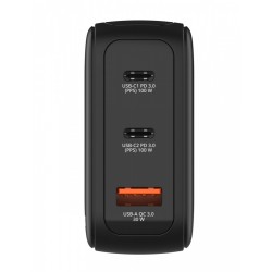 Ładowarka Mini GaN 100W Smart TFT 2xUSB-C 1xUSB-A UE/UK/USA | PartsPC.pl