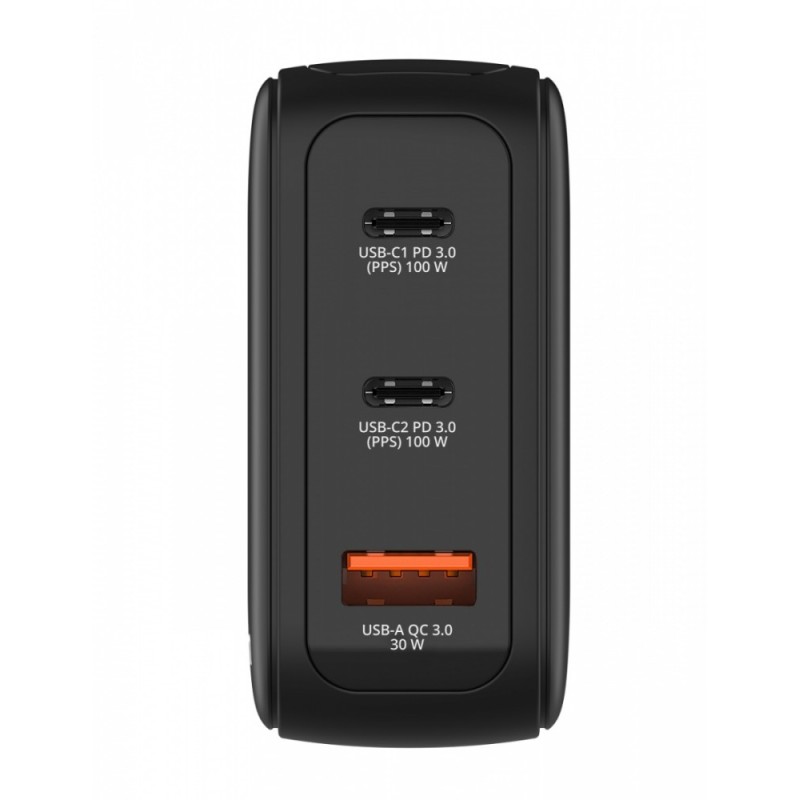 Ładowarka Mini GaN 100W Smart TFT 2xUSB-C 1xUSB-A UE/UK/USA | PartsPC.pl