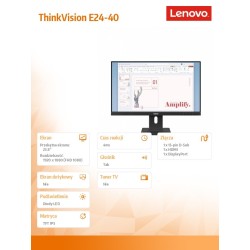 Lenovo Monitor 23.8 cala ThinkVision E24-40 64BAMAT1EU | PartsPC.pl