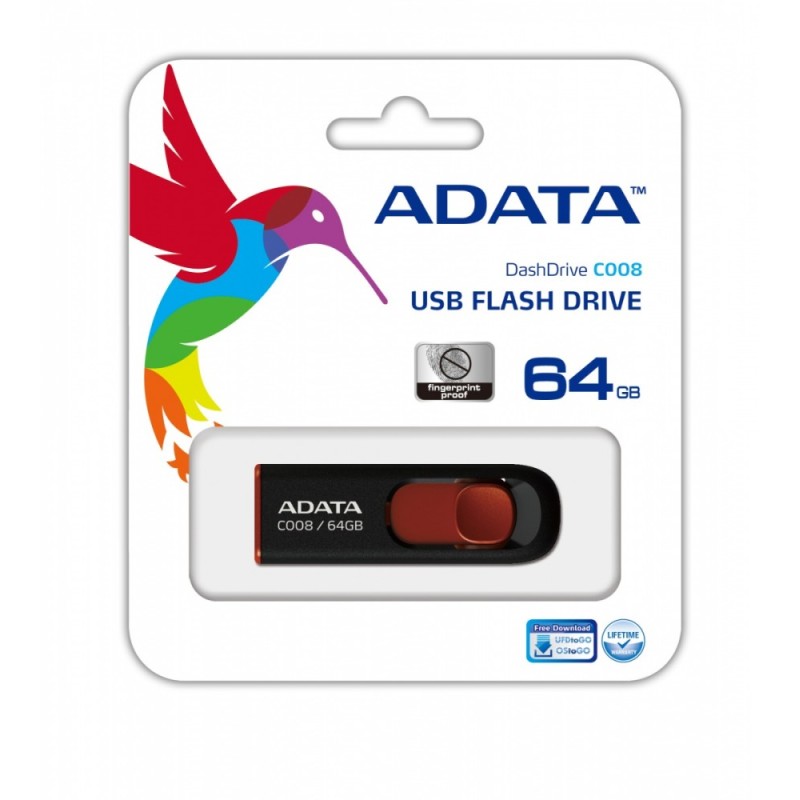 Pendrive Dashdrive C008 64GB USB Czarno-czerwony | PartsPC.pl