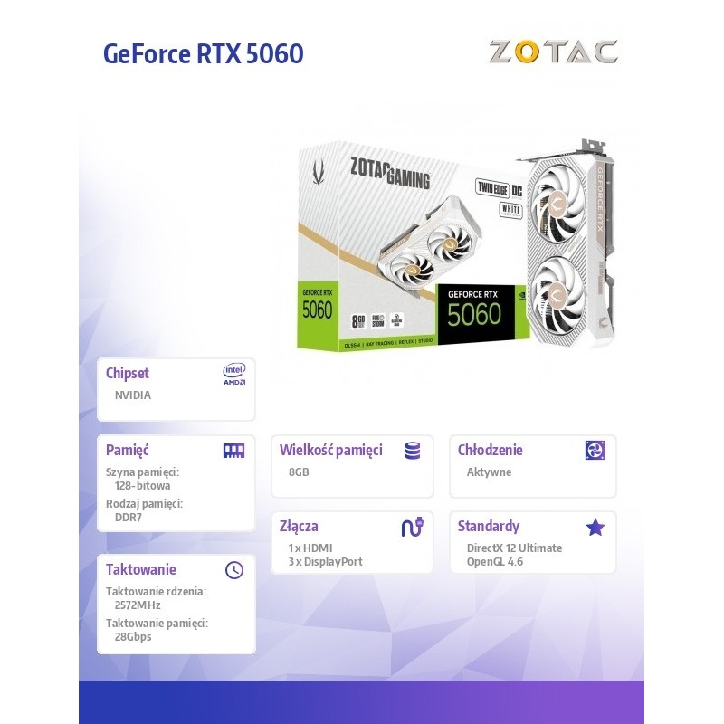 ZOTAC Karta graficzna GeForce RTX 5060 8GB TWIN EDGE O... | PartsPC.pl