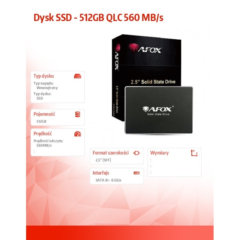 AFOX Dysk SSD - 512GB QLC 560 MB/s | PartsPC.pl