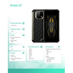 ULEFONE Smartfon Armor 22 4G 8/128GB IP69K czarny | PartsPC.pl