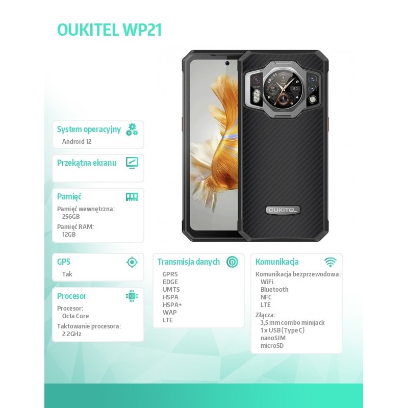 OUKITEL Smartfon WP21 12/256GB czarny | PartsPC.pl