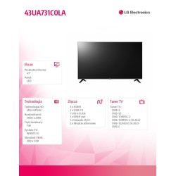 LG Electronics Telewizor LED 43 cale 43UA731C0LA.AEEQ | PartsPC.pl