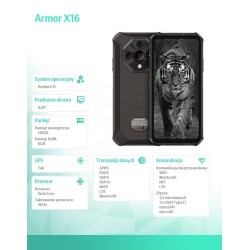 ULEFONE Smartfon Armor X16 4G 6/128GB IP69K czarny | PartsPC.pl