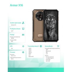 ULEFONE Smartfon Armor X16 4G 6/128GB IP69K brązowy | PartsPC.pl
