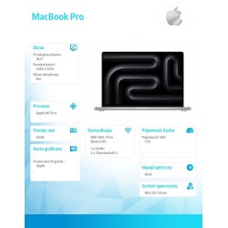 MacBook Pro 16.2 cala: M5 Pro 18/20, 24GB, 1TB SSD, bez zasi… | PartsPC.pl