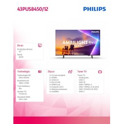 Telewizor QLED 43 cale 43PUS8450/12 | PartsPC.pl