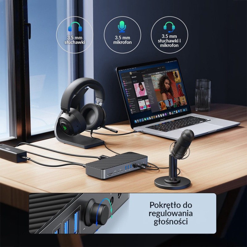 Orico Stacja dokująca USB-C 10Gbps z DisplayLink 4x ekran 4K… | PartsPC.pl