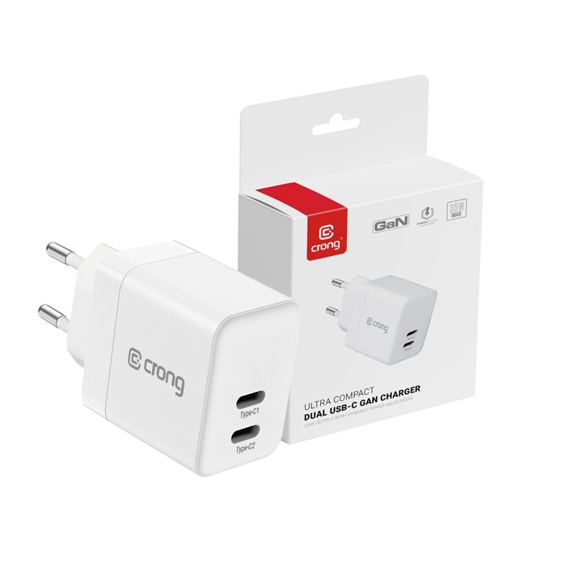 Ultra Compact GaN Ładowarka sieciowa 2x USB-C 35W PD 3.0 z P… | PartsPC.pl