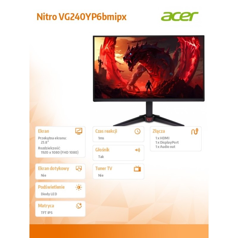 Monitor Nitro 23.8 cala HDMI DP VG240YP6BMIPX IPS | PartsPC.pl