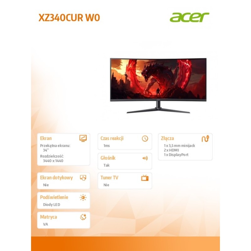 Monitor 34 cale Nitro XZ340CU XZ340CURW0bmiiphx | PartsPC.pl