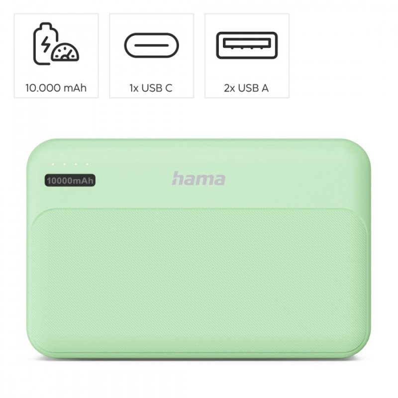 Power pack 10000mAh 2xUSB-A zielony | PartsPC.pl