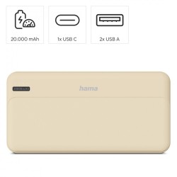 Power pack 20000 mAh 2xUSB-A piaskowy | PartsPC.pl
