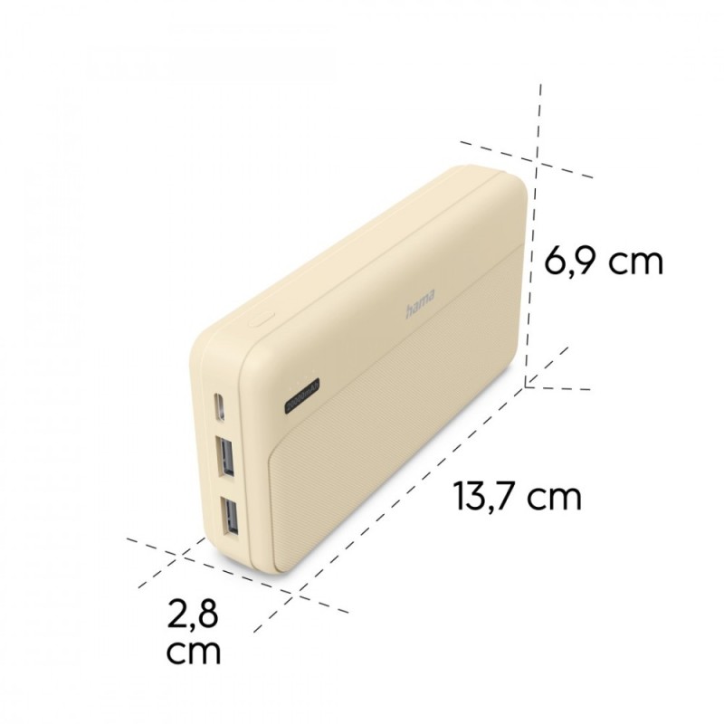 Power pack 20000 mAh 2xUSB-A piaskowy | PartsPC.pl