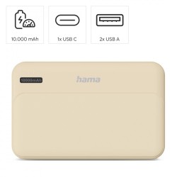 Power pack 10000 mAh 2xUSB-A piaskowy | PartsPC.pl