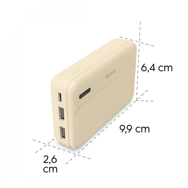 Power pack 10000 mAh 2xUSB-A piaskowy | PartsPC.pl