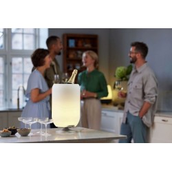 Lampa LED z głośnikiem i coolerem na napoje Atmos silver