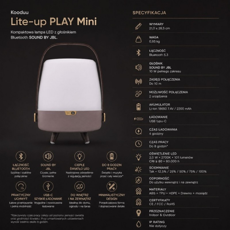 Lampa przenośna z głośnikiem Lite-Up Play Mini morska