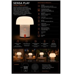 Lampa przenośna z głośnikiem Sensa Play szara