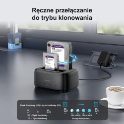 Orico Stacja dokująca 2 dyski SATA 2,5/3,5'' HDD/SSD, klonow… | PartsPC.pl